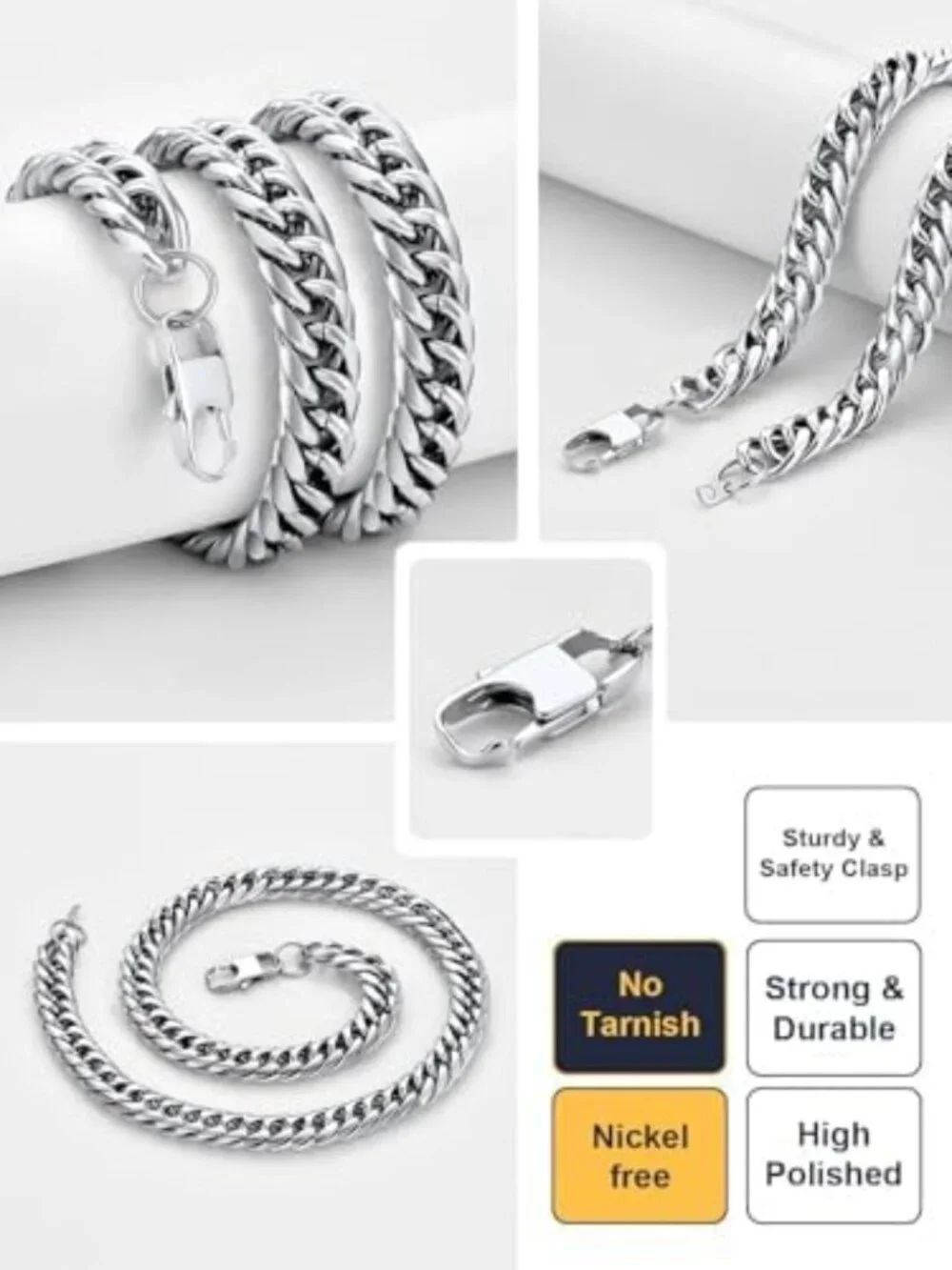 Men's Cuban Link Chain Necklace - 3.5/6/9/12mm Franco Curb Style Jewelry